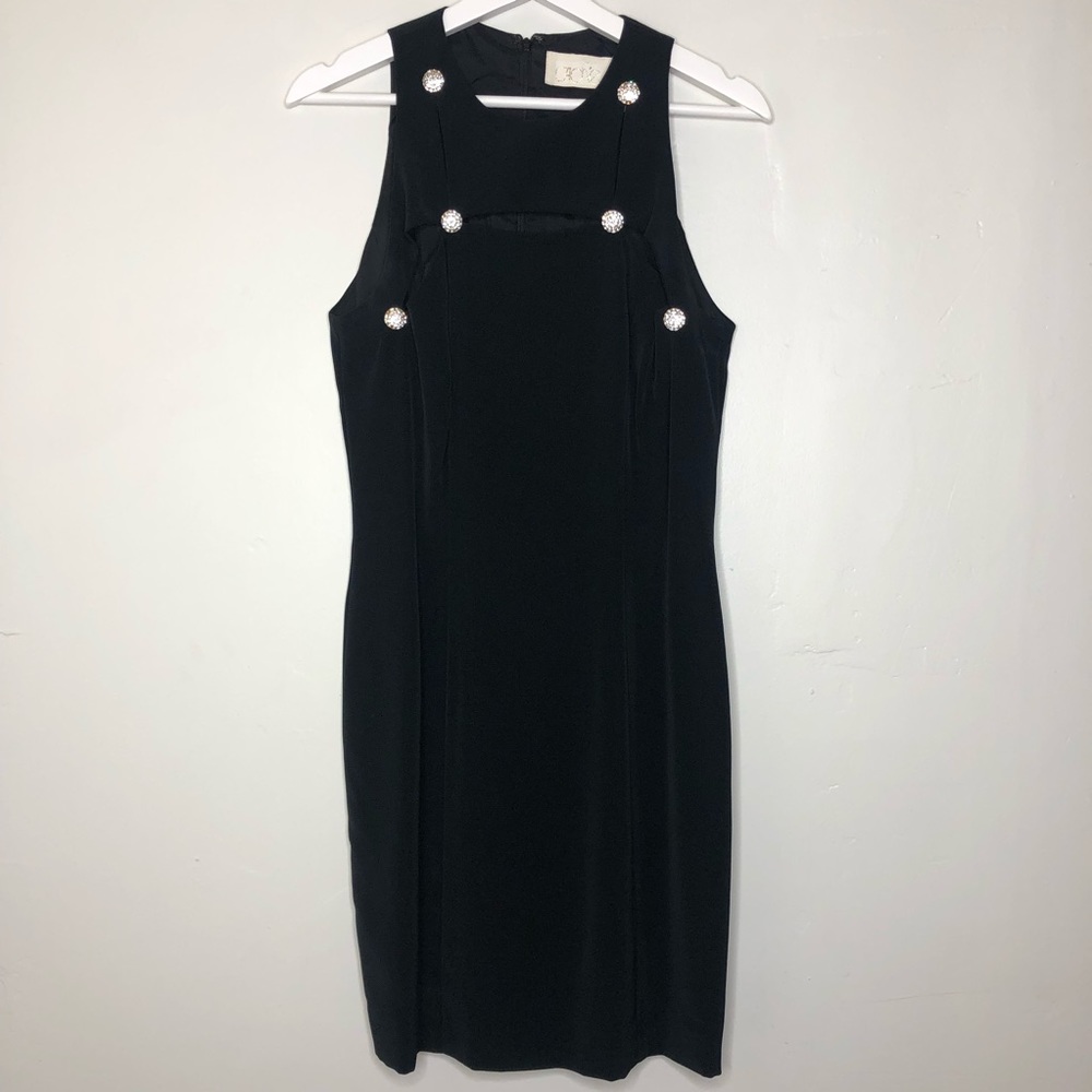 Cache vintage embellished cutout black dress